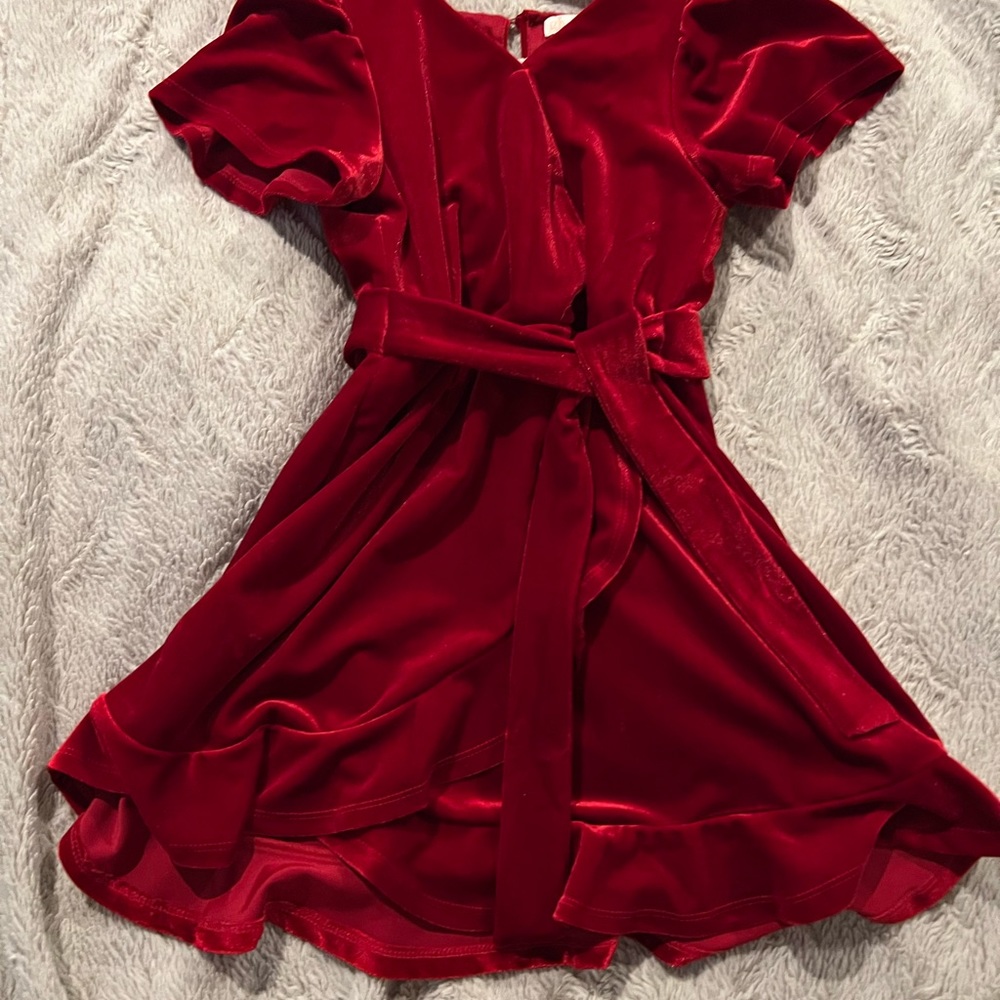 Girls red velvet dress
